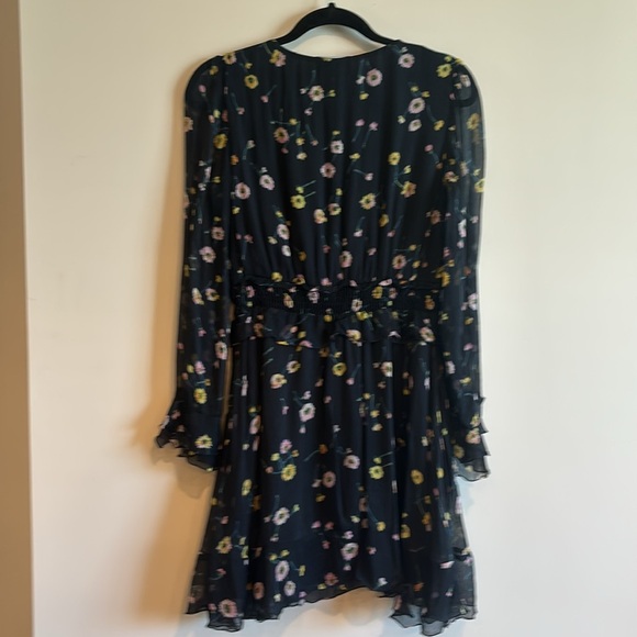 The Kooples Paris Bleu J’Espere Blue Floral Long Sleeve Ruffle Mini Dress Size 2 - Picture 11 of 15